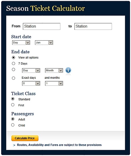 Rail Season Ticket Price Calculator